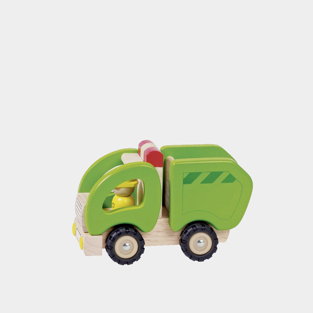 Wooden store garbage truck